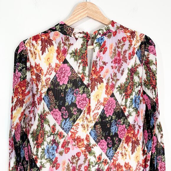 Anthropologie Maeve Shara Pleated Midi Dress Floral Modest | Pink White | SZ S - Picture 9 of 15